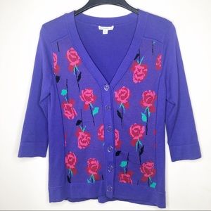 Isaac Mizrahi Live floral cardigan sweater